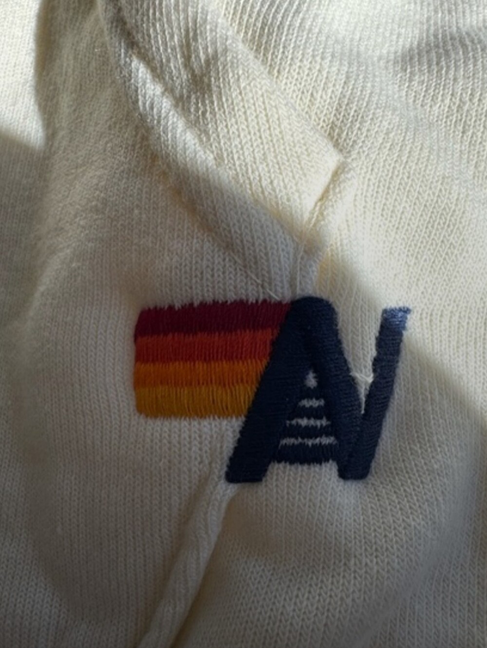 Aviator Nation Women's Cream Zip-Up Hoodie with Retro Stripe - Picture 4 of 5